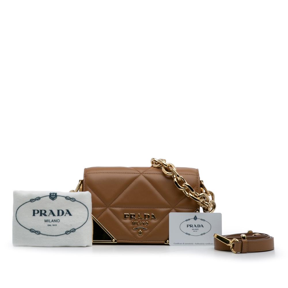 Prada B Prada Brown Nappa Leather Leather Nappa Stitched Satchel Italy