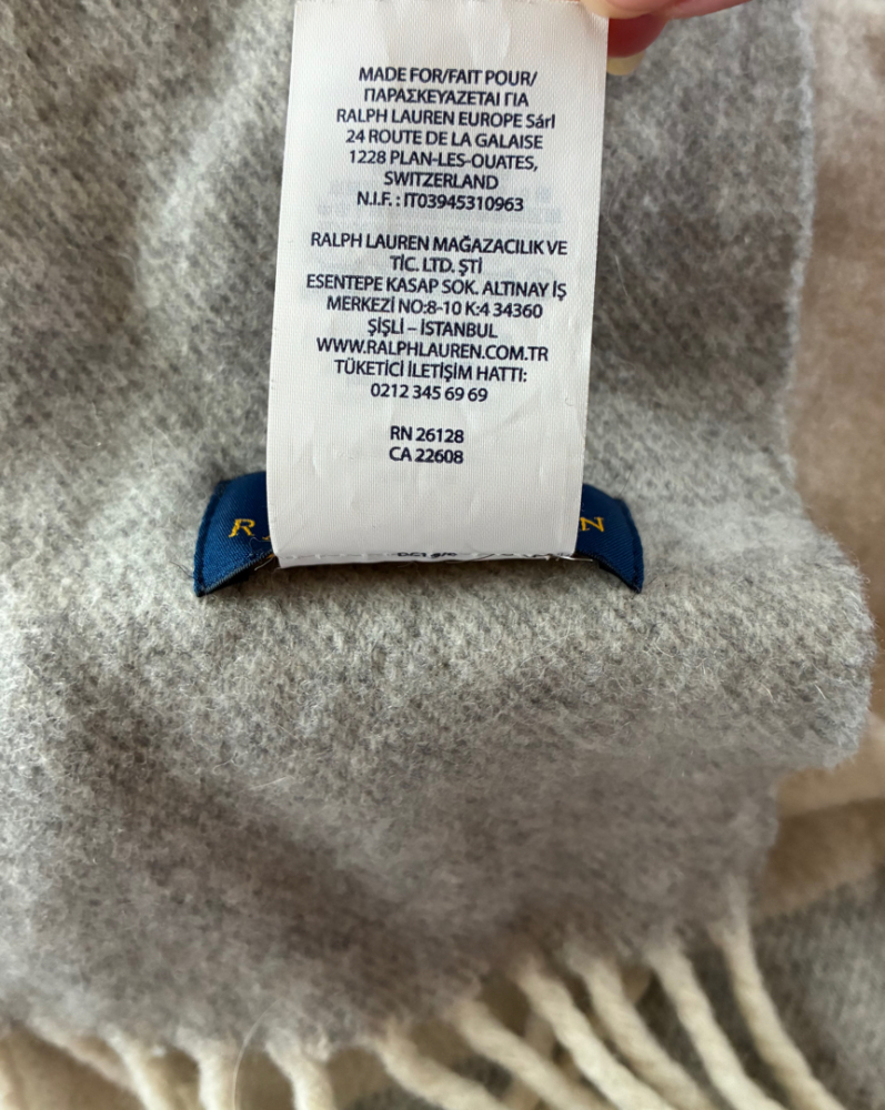 Polo Ralph Lauren Zweifarbiger Wollschal mit Fransenbesatz