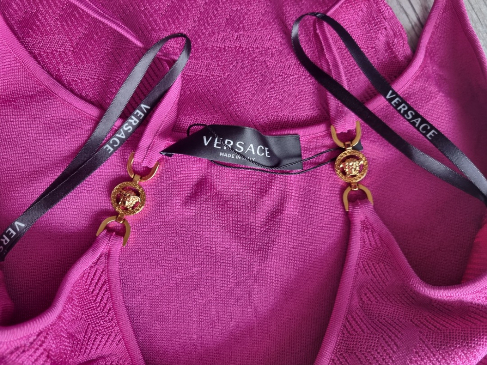 Versace La Greca - Mini robe à bretelles en maille jacquard