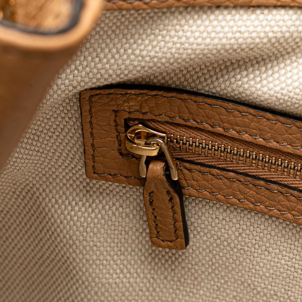 Gucci AB Gucci Brown Nude Calf Leather Medium Soho Chain Tote Italy