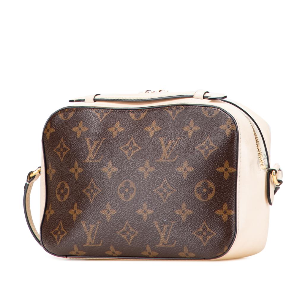 Louis Vuitton B Louis Vuitton Brown with White Monogram Canvas Canvas Monogram Saintonge Spain