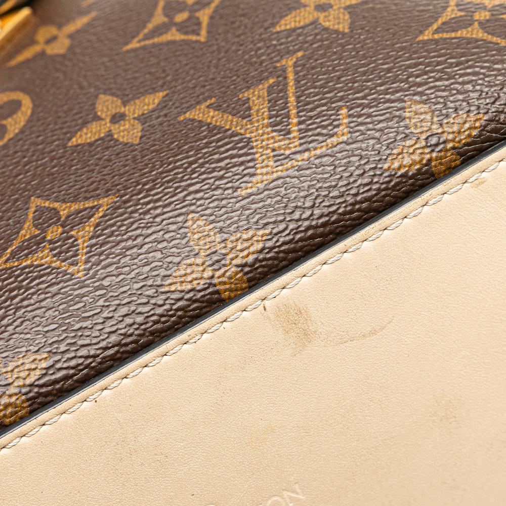 Louis Vuitton B Louis Vuitton Brown with White Monogram Canvas Canvas Monogram Saintonge Spain