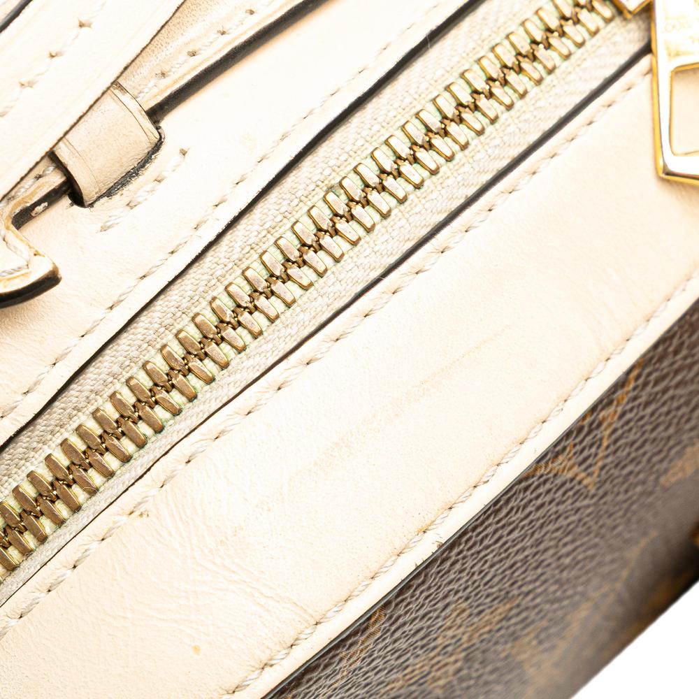 Louis Vuitton B Louis Vuitton Brown with White Monogram Canvas Canvas Monogram Saintonge Spain