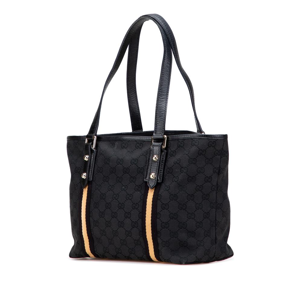 Gucci B Gucci Black Canvas Fabric GG Jolicoeur Tote Italy