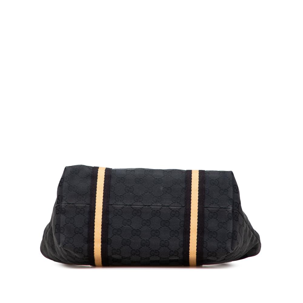 Gucci B Gucci Black Canvas Fabric GG Jolicoeur Tote Italy
