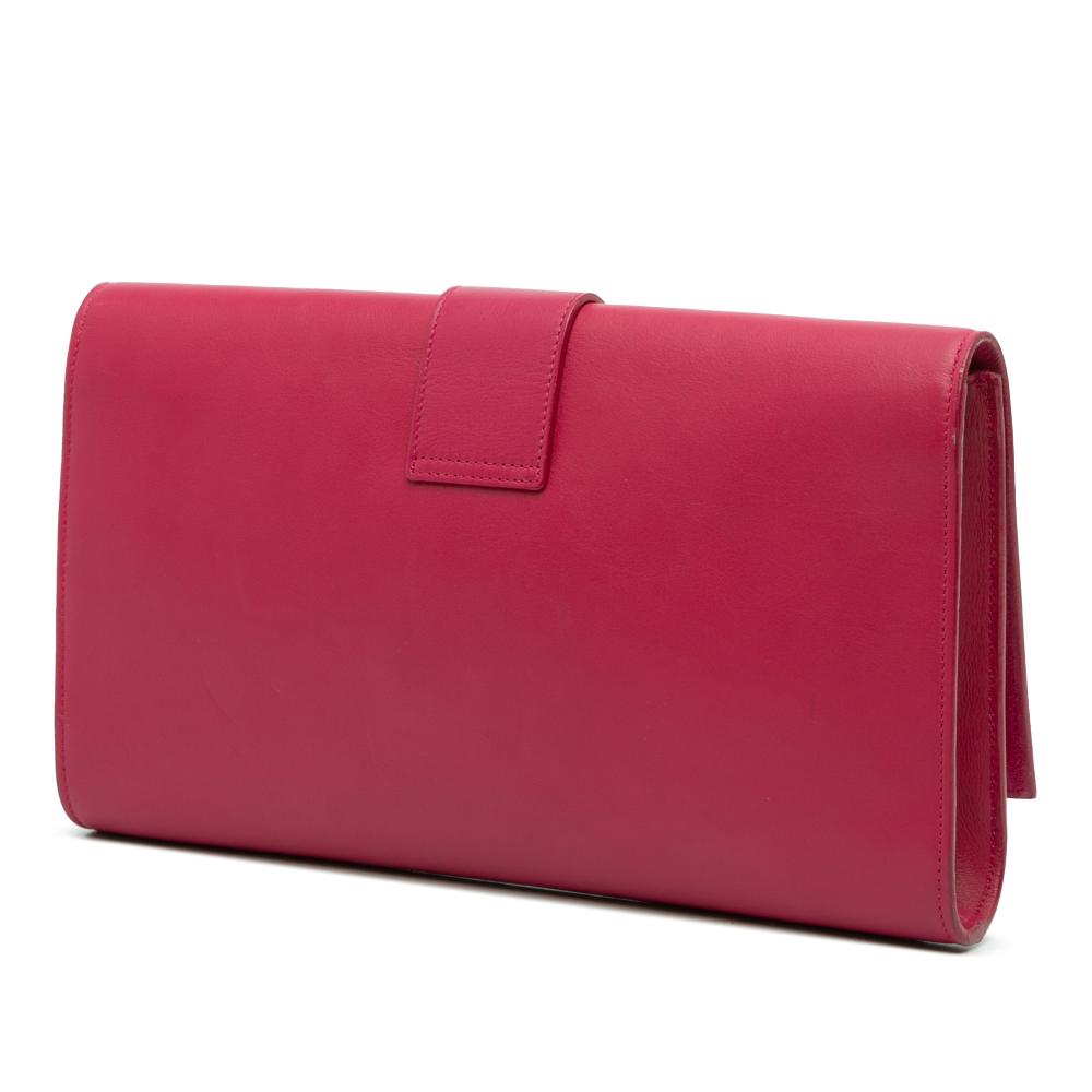Saint Laurent B Saint Laurent Pink Dark Pink Calf Leather Chyc Ligne Clutch Italy