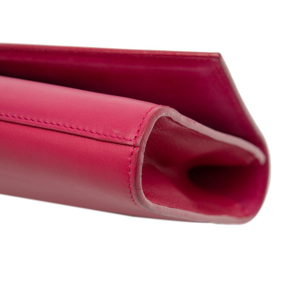 Saint Laurent B Saint Laurent Pink Dark Pink Calf Leather Chyc Ligne Clutch Italy