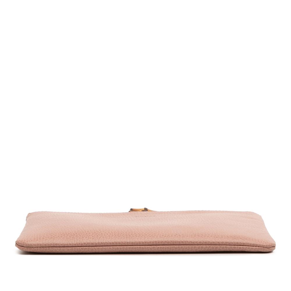 Gucci B Gucci Pink Light Pink Calf Leather skin Bamboo Clutch Italy
