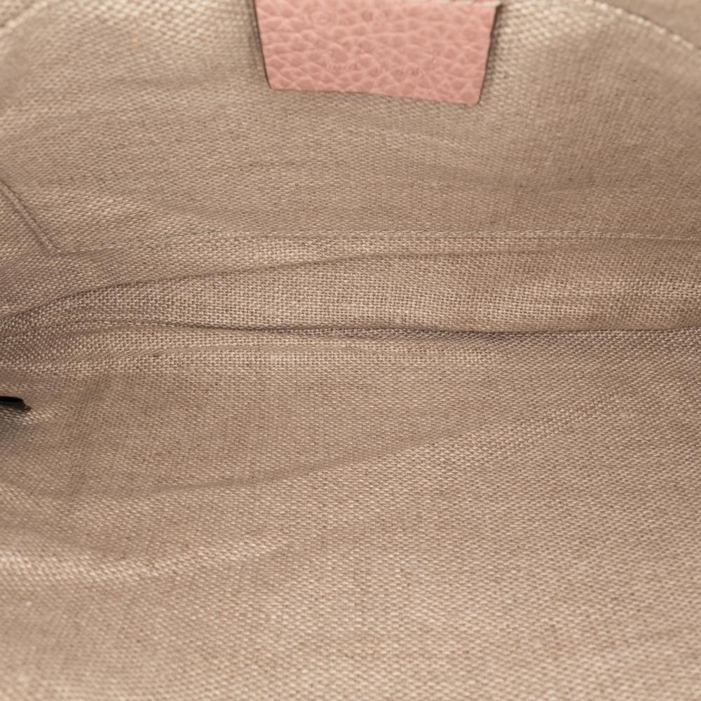 Gucci B Gucci Pink Light Pink Calf Leather skin Bamboo Clutch Italy