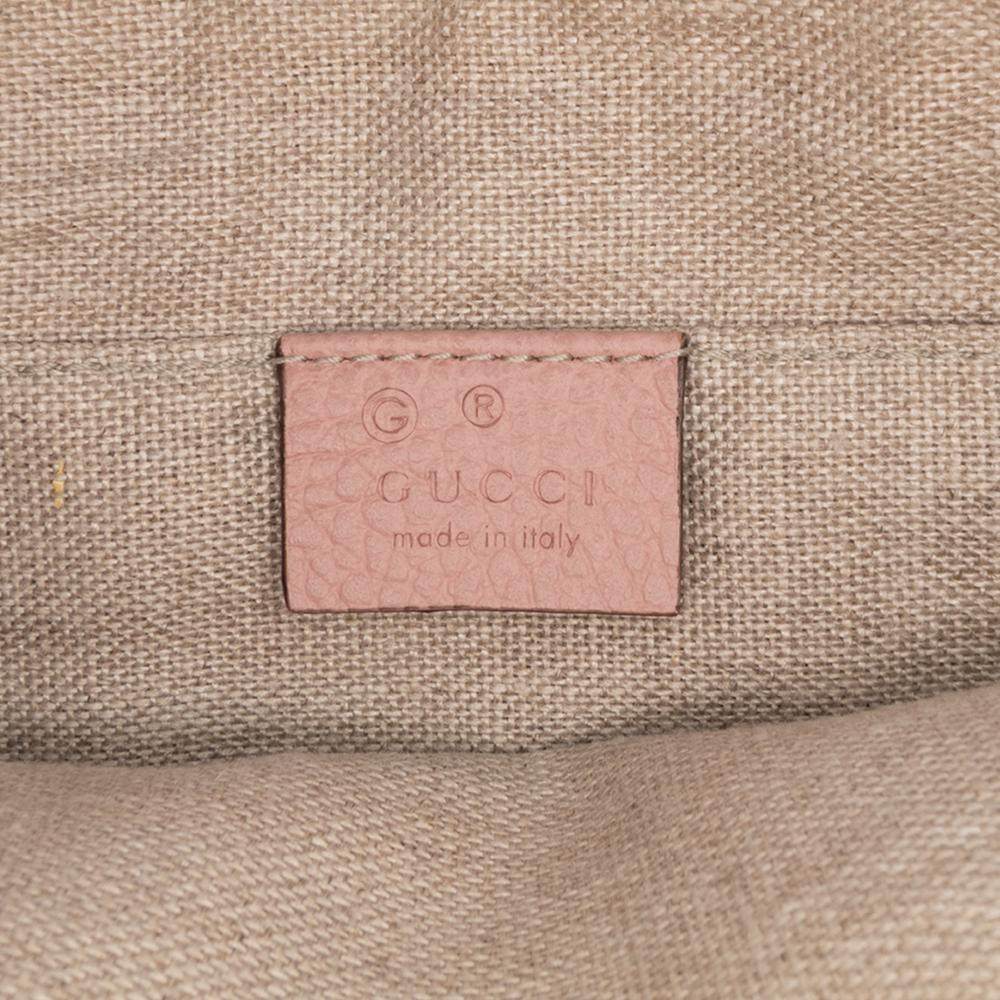 Gucci B Gucci Pink Light Pink Calf Leather skin Bamboo Clutch Italy