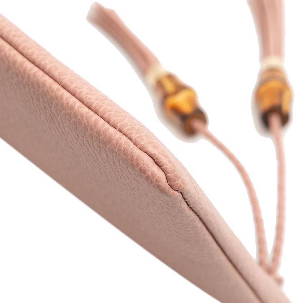 Gucci B Gucci Pink Light Pink Calf Leather skin Bamboo Clutch Italy