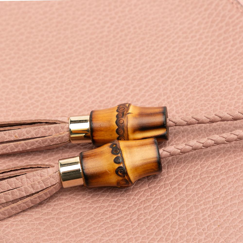 Gucci B Gucci Pink Light Pink Calf Leather skin Bamboo Clutch Italy