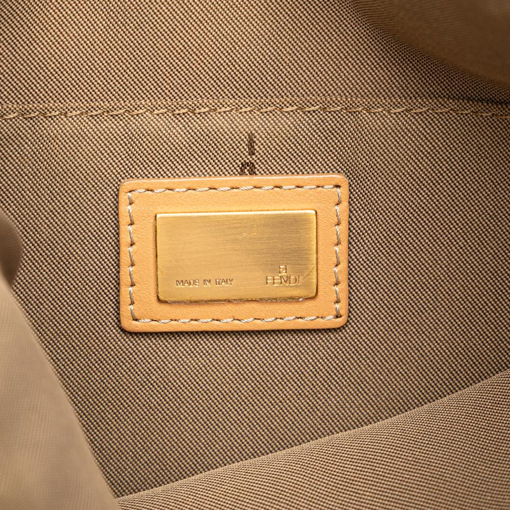 Fendi B Fendi Brown Beige Canvas Fabric Zucchino Shoulder Bag Italy