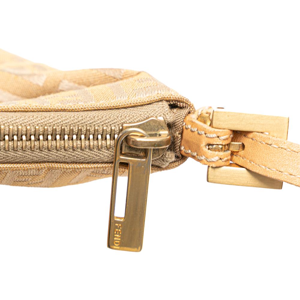 Fendi B Fendi Brown Beige Canvas Fabric Zucchino Shoulder Bag Italy