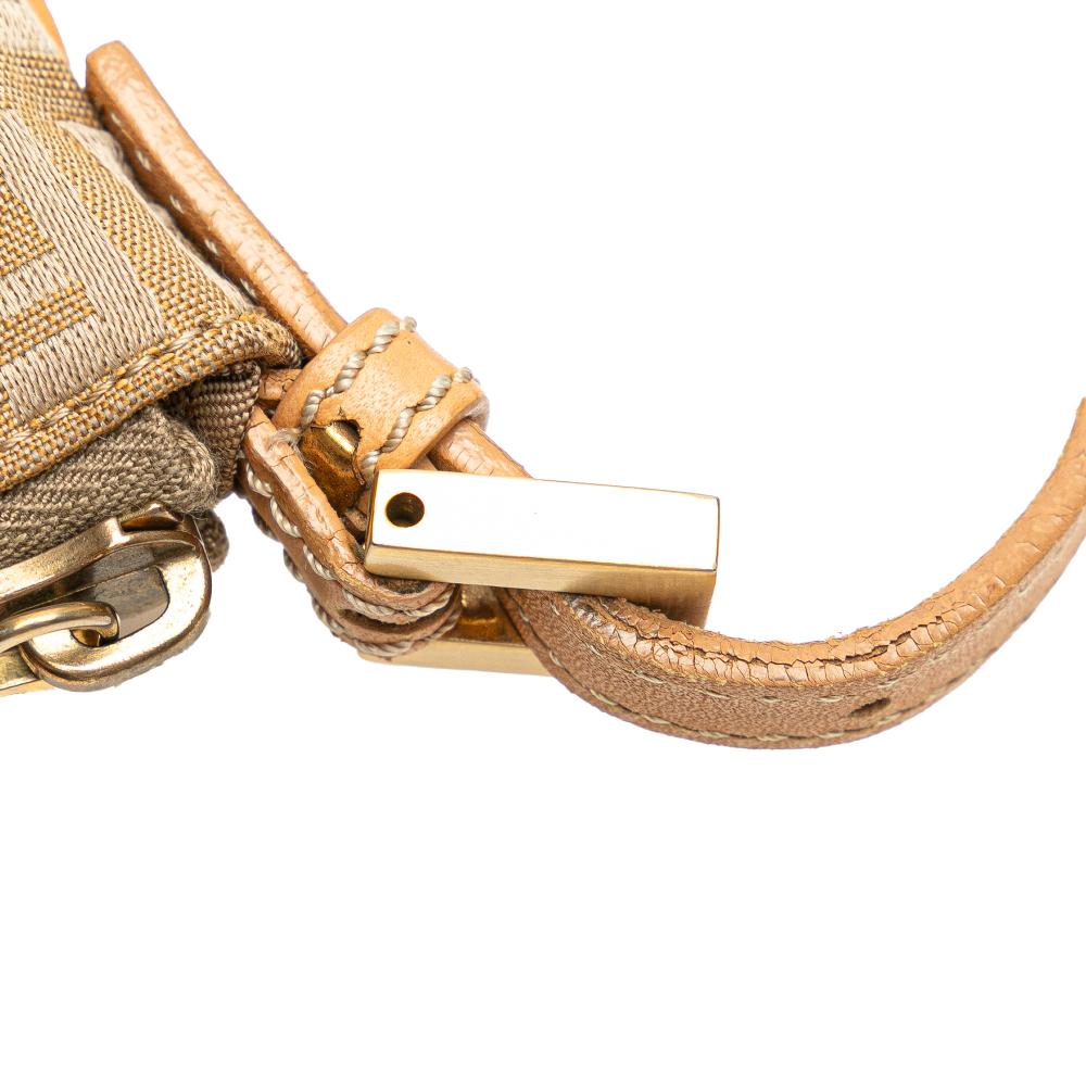 Fendi B Fendi Brown Beige Canvas Fabric Zucchino Shoulder Bag Italy