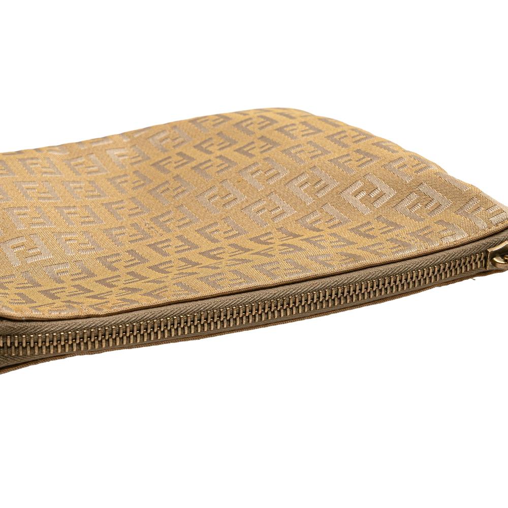 Fendi B Fendi Brown Beige Canvas Fabric Zucchino Shoulder Bag Italy