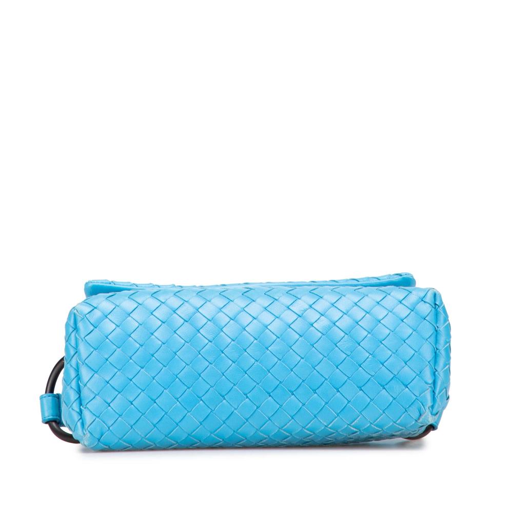 Bottega Veneta B Bottega Veneta Blue Light Blue Nappa Leather Leather Nappa Intrecciato Flap Crossbody Italy