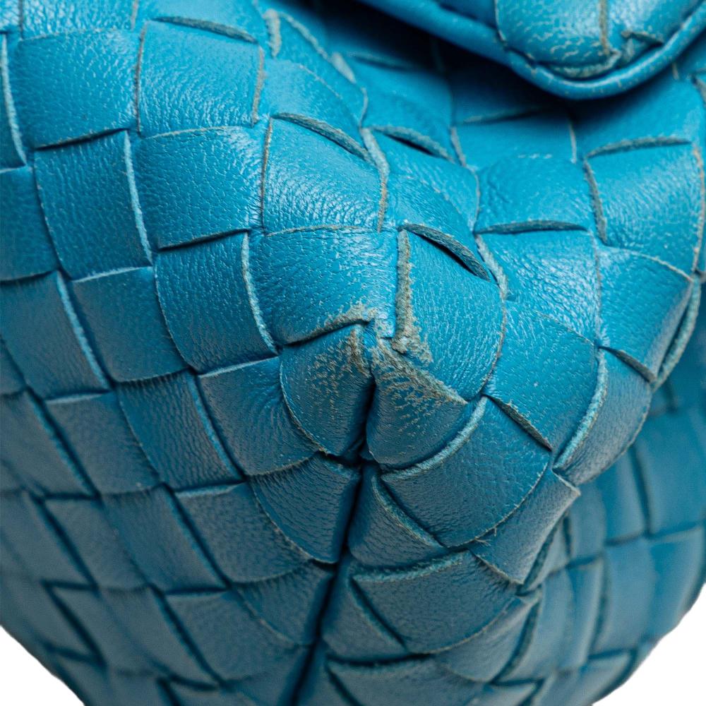 Bottega Veneta B Bottega Veneta Blue Light Blue Nappa Leather Leather Nappa Intrecciato Flap Crossbody Italy