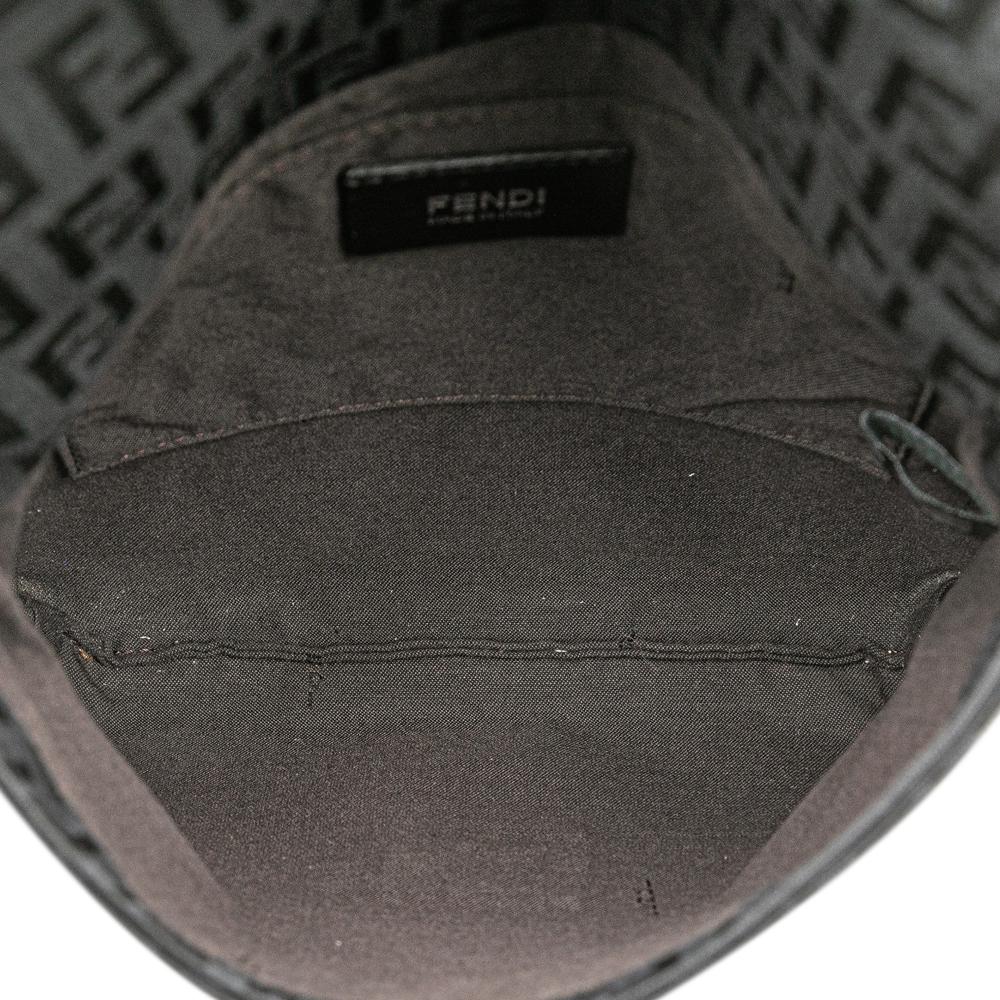 Fendi B Fendi Black Canvas Fabric Zucchino Crossbody Italy