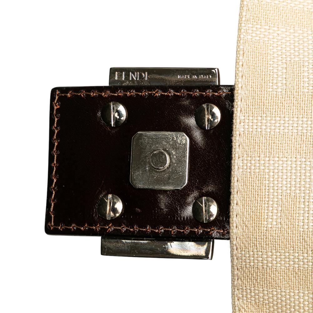 Fendi B Fendi Brown Beige Canvas Fabric Zucca Shoulder Bag Italy