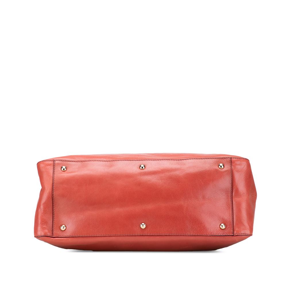 Fendi B Fendi Orange Dark Orange Calf Leather Large Twins Tote Italy