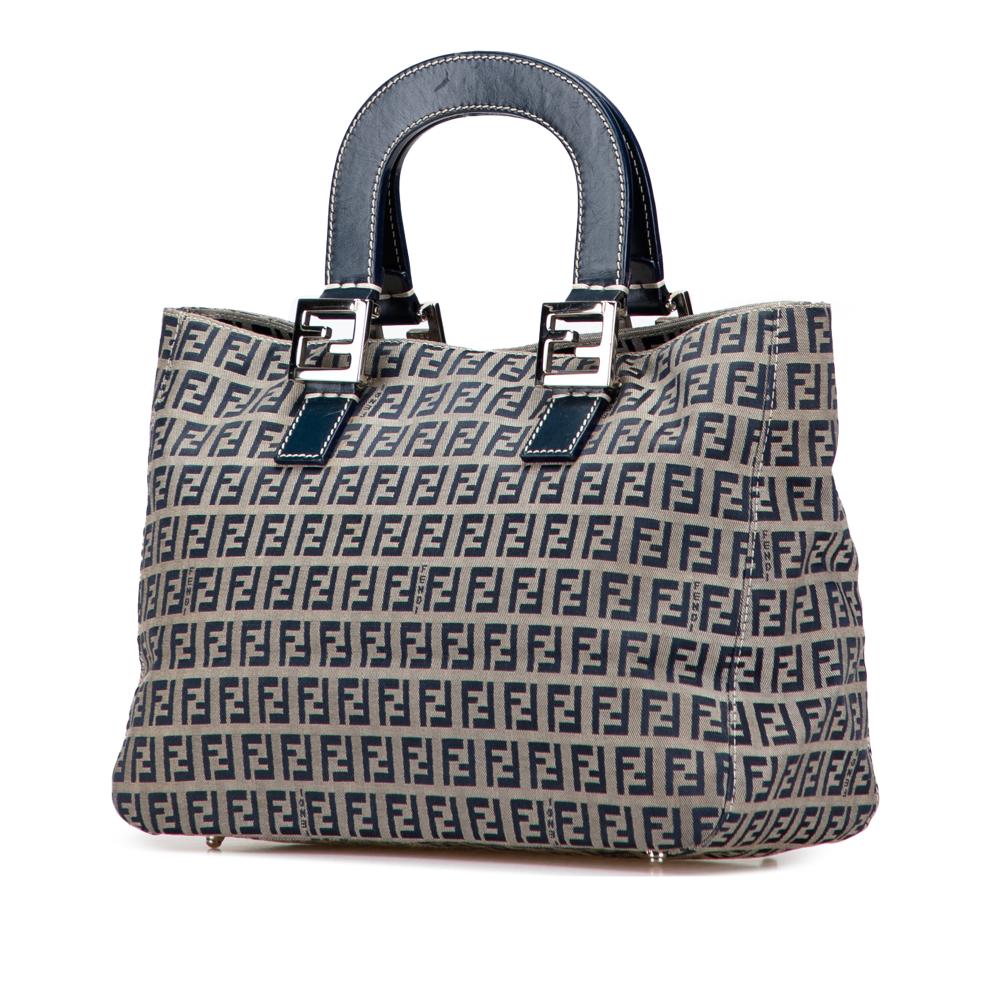 Fendi B Fendi Gray Canvas Fabric Small Zucchino Twins Tote Italy
