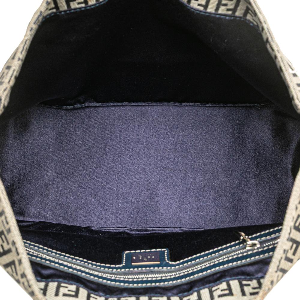 Fendi B Fendi Gray Canvas Fabric Small Zucchino Twins Tote Italy