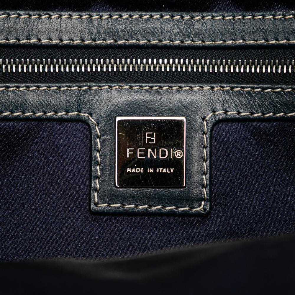 Fendi B Fendi Gray Canvas Fabric Small Zucchino Twins Tote Italy