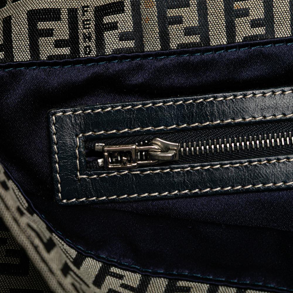 Fendi B Fendi Gray Canvas Fabric Small Zucchino Twins Tote Italy