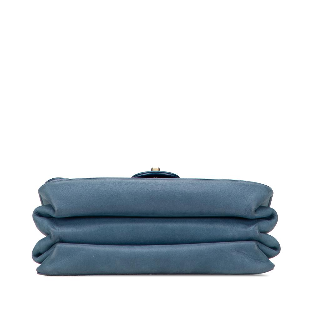 Chanel B Chanel Blue Dark Blue Calf Leather Small Quilted skin Straight Lined Flap Italy