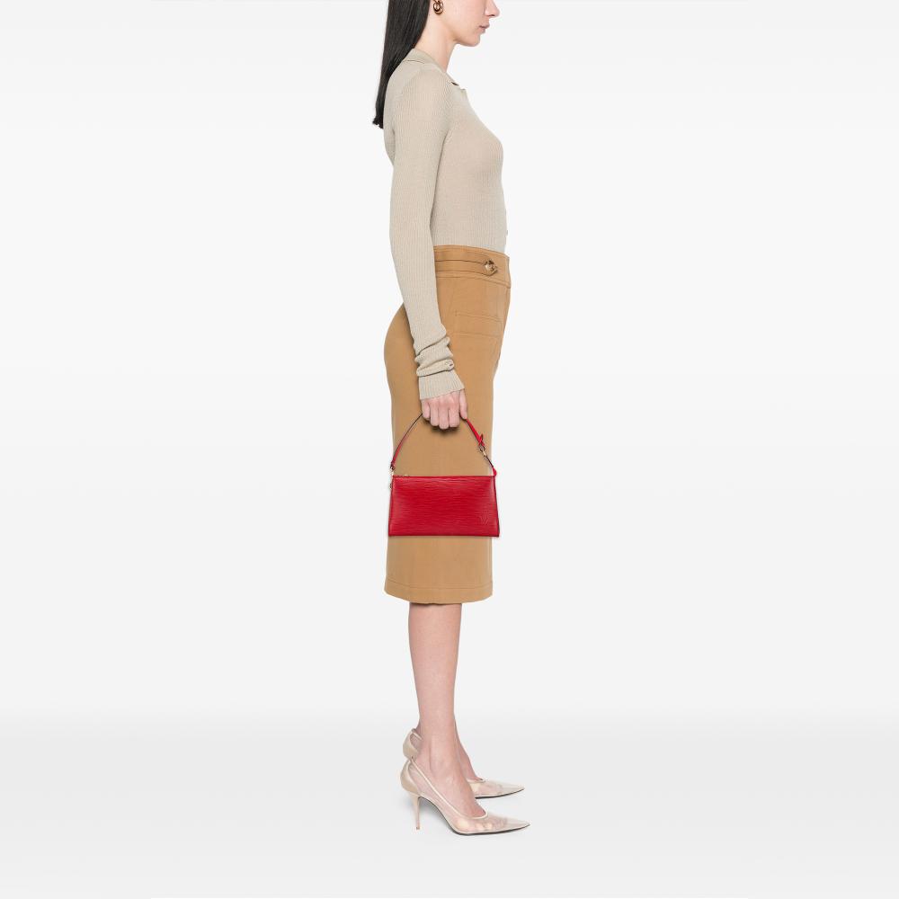 Louis Vuitton AB Louis Vuitton Red Epi Leather Leather Epi Pochette Accessoires France