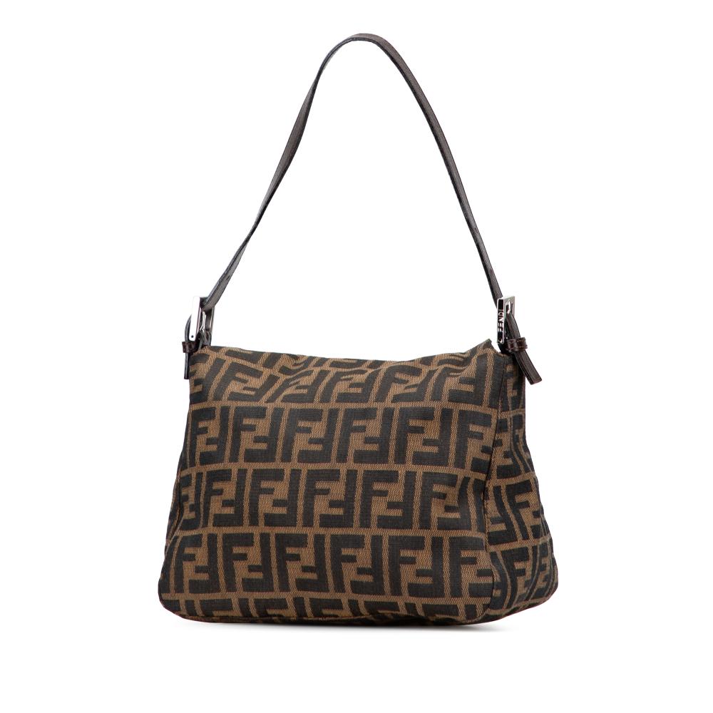 Fendi B Fendi Brown Canvas Fabric Zucca Double Flap Shoulder Bag Italy