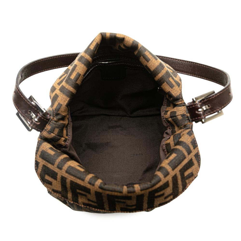 Fendi B Fendi Brown Canvas Fabric Zucca Double Flap Shoulder Bag Italy
