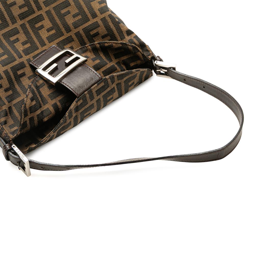 Fendi B Fendi Brown Canvas Fabric Zucca Double Flap Shoulder Bag Italy