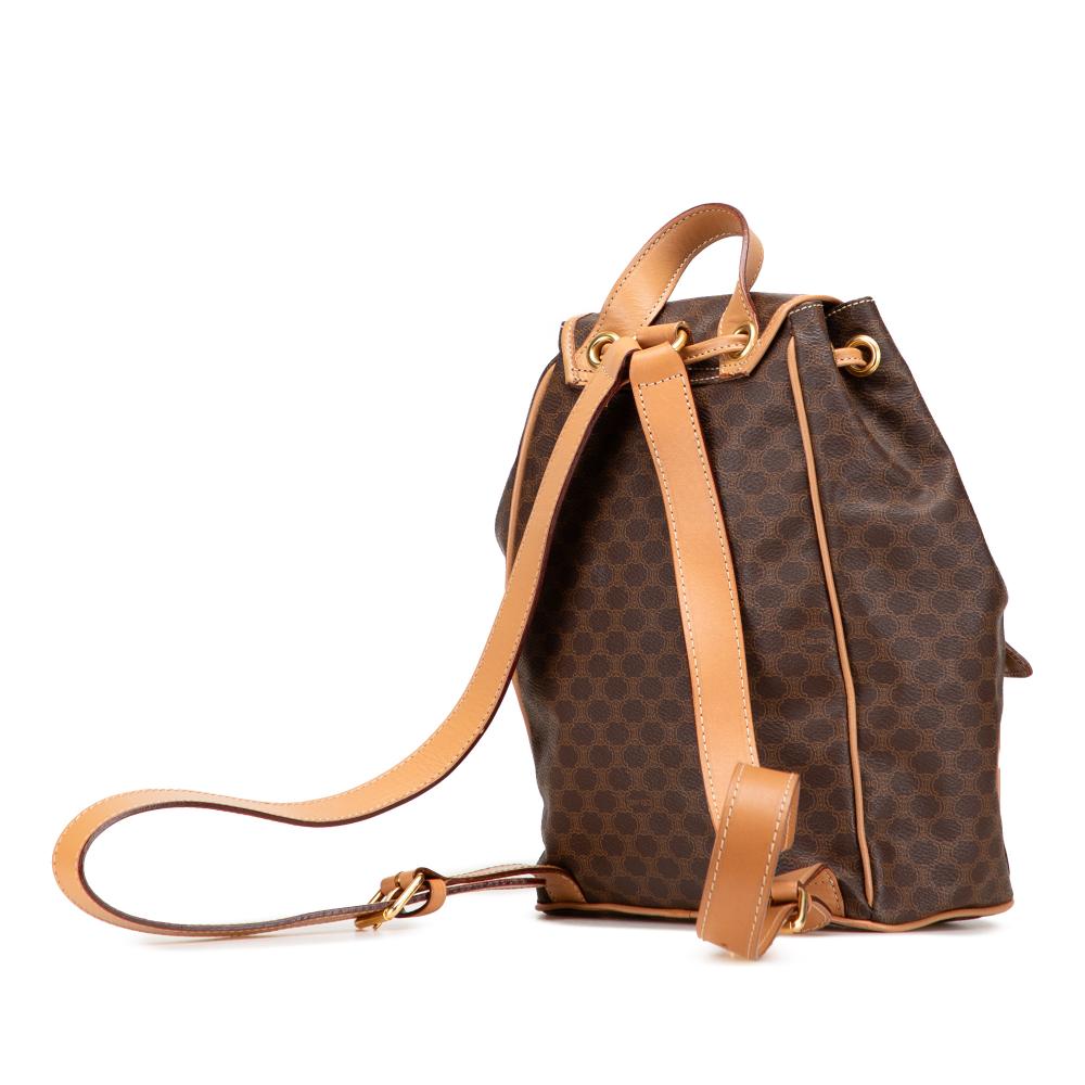 Celine B Celine Brown Coated Canvas Fabric Macadam Backpack Italy