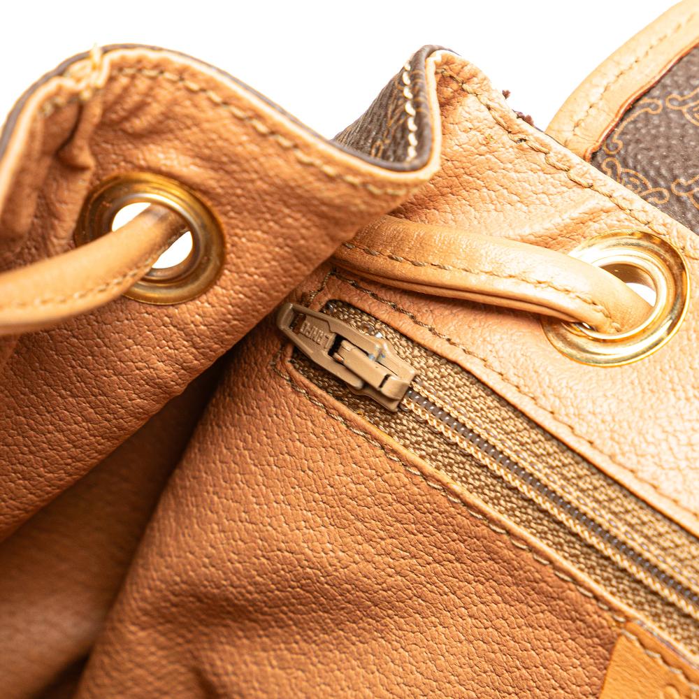 Celine B Celine Brown Coated Canvas Fabric Macadam Backpack Italy