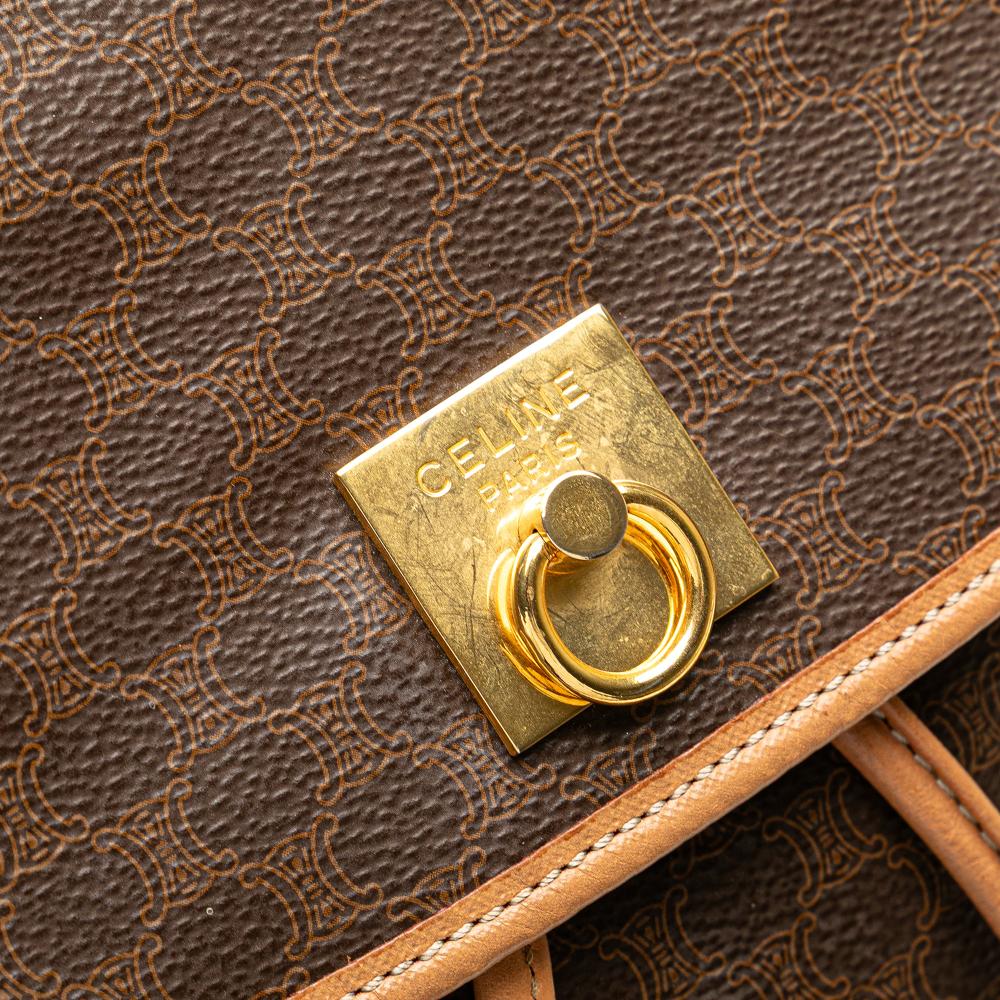 Celine B Celine Brown Coated Canvas Fabric Macadam Backpack Italy