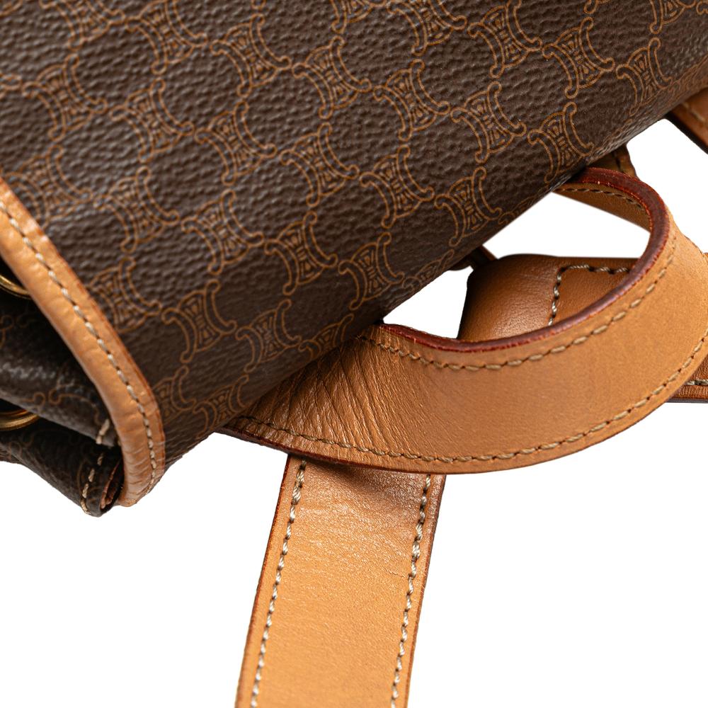 Celine B Celine Brown Coated Canvas Fabric Macadam Backpack Italy