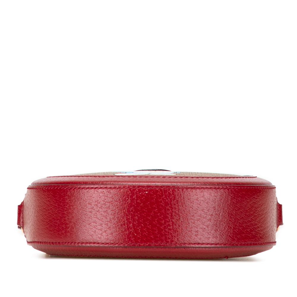 Gucci AB Gucci Brown Beige Coated Canvas Fabric Micro GG Supreme Doraemon Round Crossbody Italy