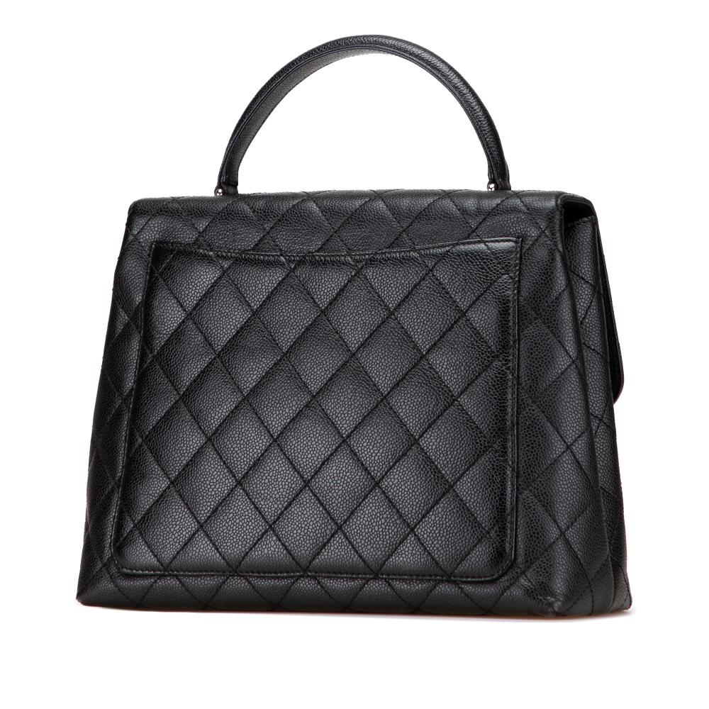 Chanel B Chanel Black Caviar Leather Leather CC Quilted Caviar Kelly Top Handle Bag Italy
