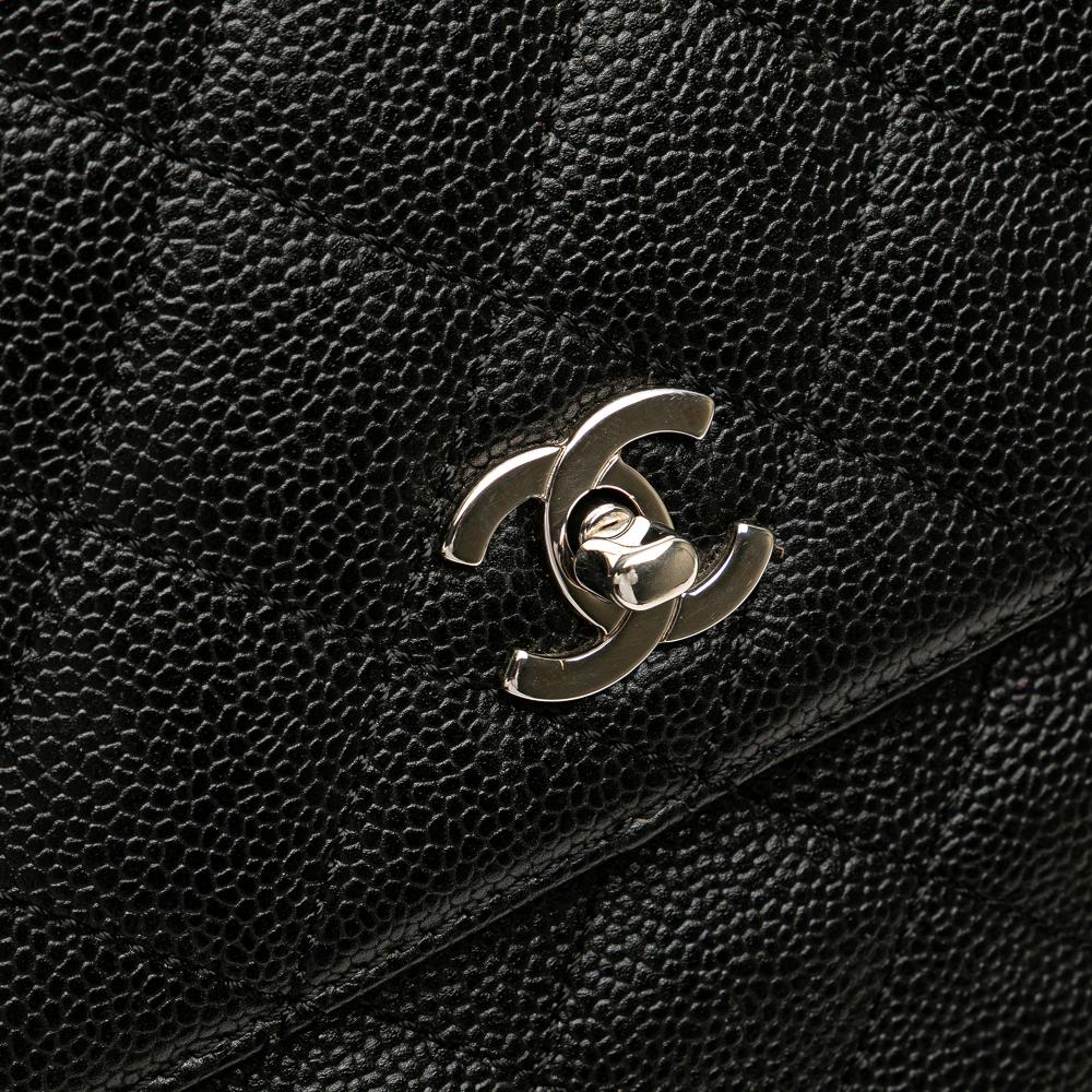 Chanel B Chanel Black Caviar Leather Leather CC Quilted Caviar Kelly Top Handle Bag Italy