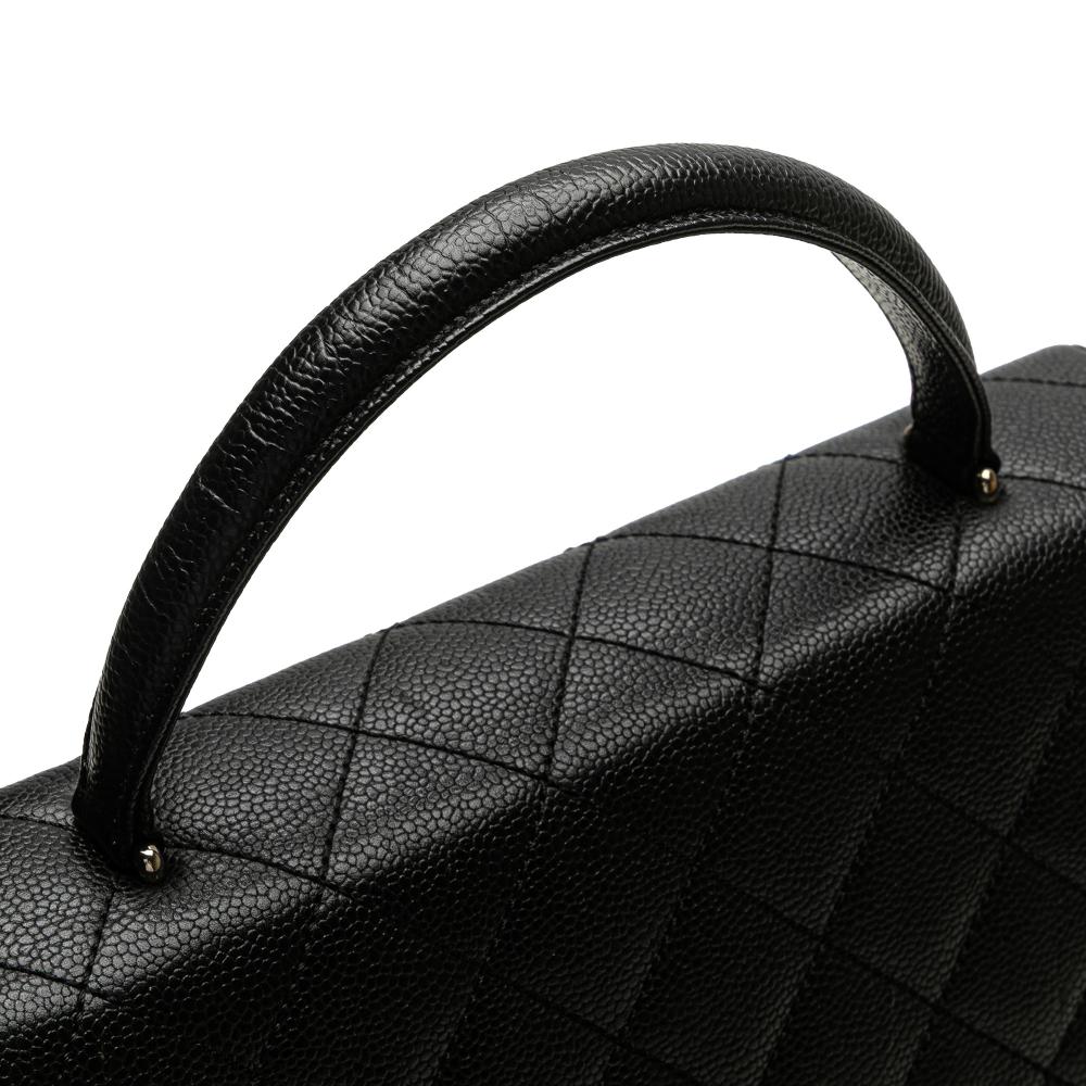 Chanel B Chanel Black Caviar Leather Leather CC Quilted Caviar Kelly Top Handle Bag Italy