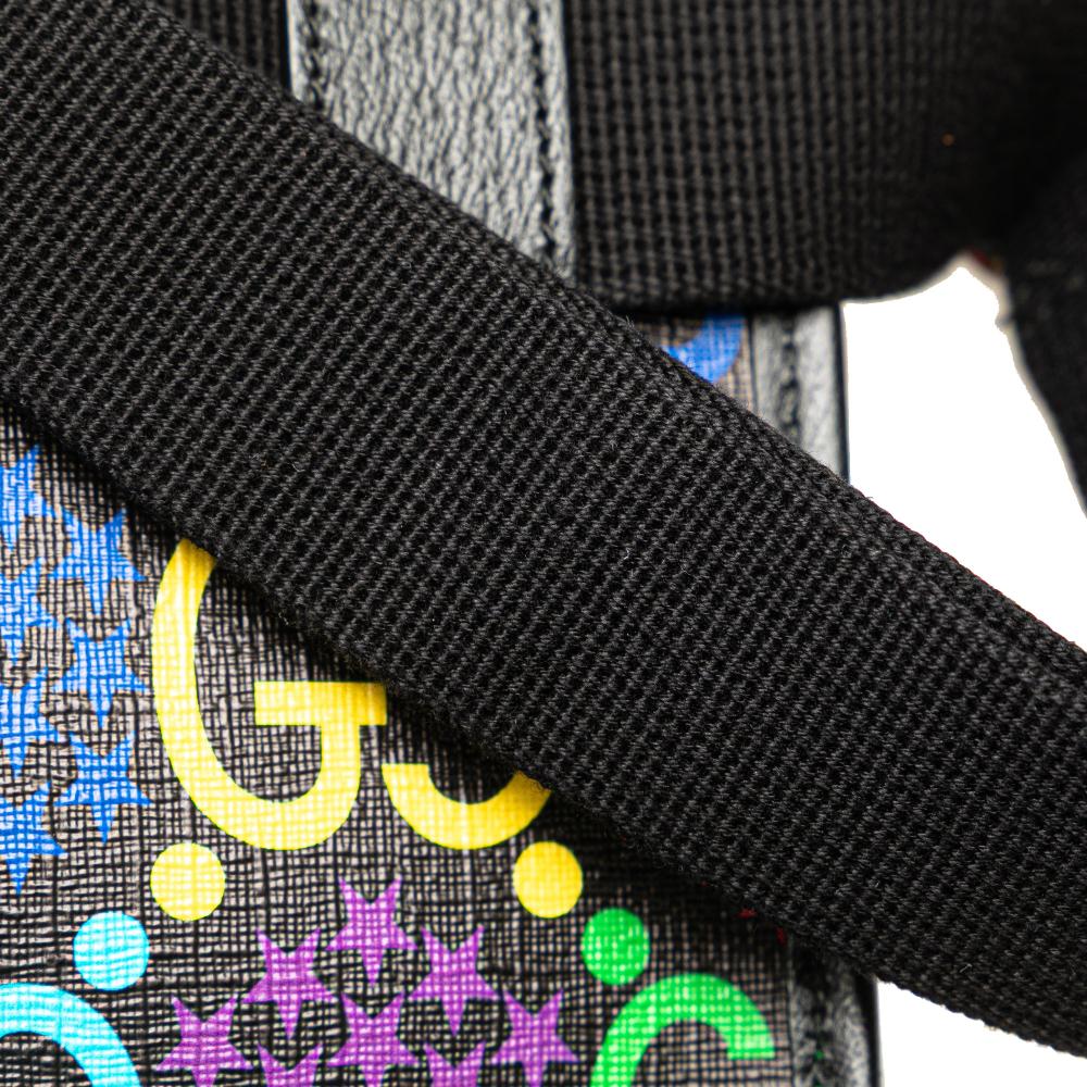 Gucci AB Gucci Black Coated Canvas Fabric GG Supreme Psychedelic Belt Bag Italy