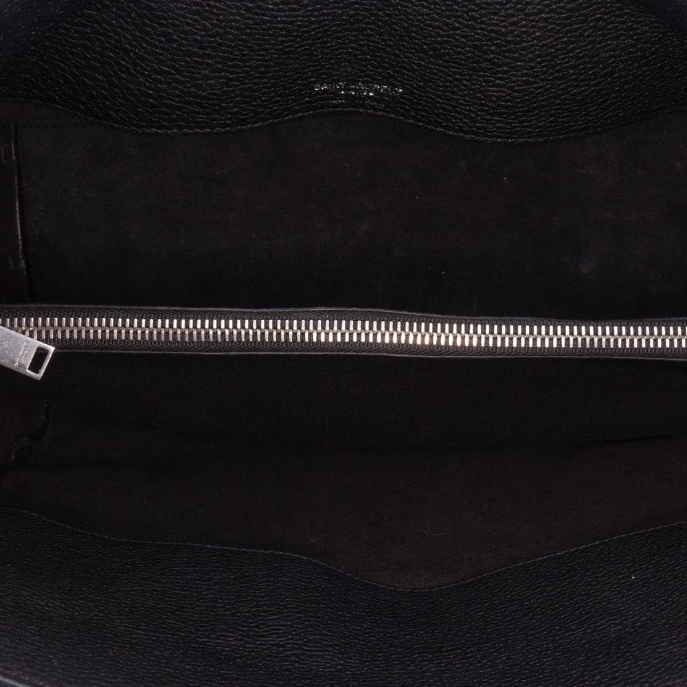 Saint Laurent B Saint Laurent Black Calf Leather Small Grained skin Supple Sac De Jour Satchel Italy