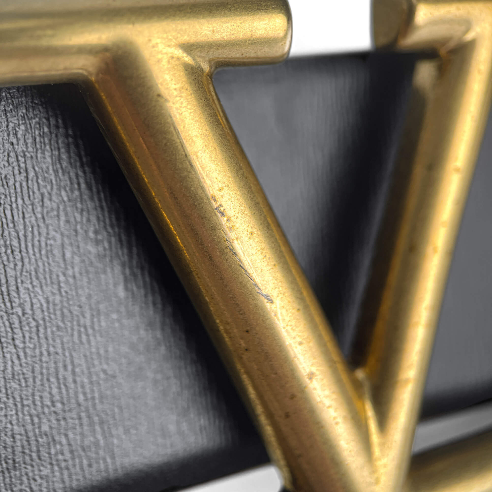 Valentino VLOGO Calfskin Leather Reversible Wide Belt 95/38 Black