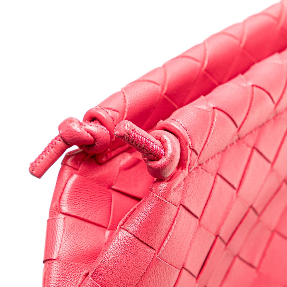 Bottega Veneta Pink Strawberry Nappa Leather Leather Mini Nappa Intrecciato The Knot Crossbody Italy