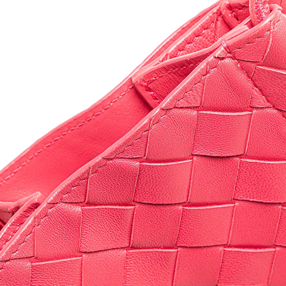 Bottega Veneta Pink Strawberry Nappa Leather Leather Mini Nappa Intrecciato The Knot Crossbody Italy