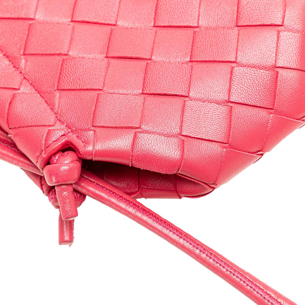 Bottega Veneta Pink Strawberry Nappa Leather Leather Mini Nappa Intrecciato The Knot Crossbody Italy