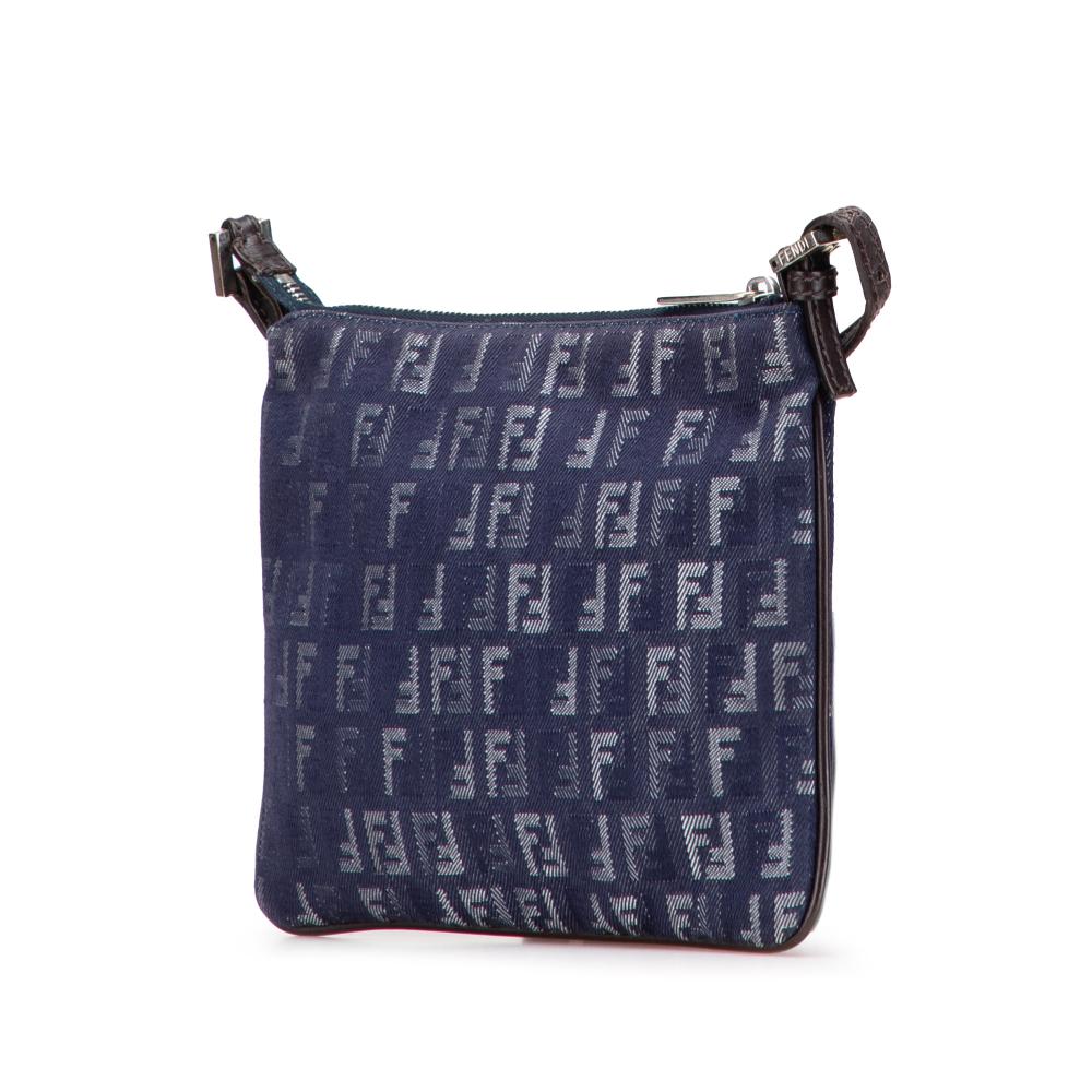 Fendi B Fendi Blue Dark Blue Denim Fabric Zucchino Crossbody Italy