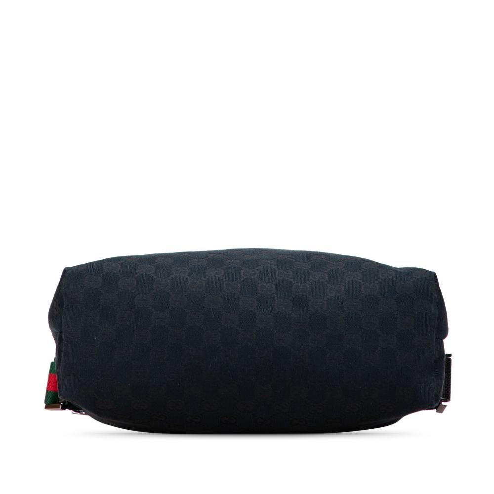 Gucci B Gucci Black Canvas Fabric GG Web Crossbody Italy